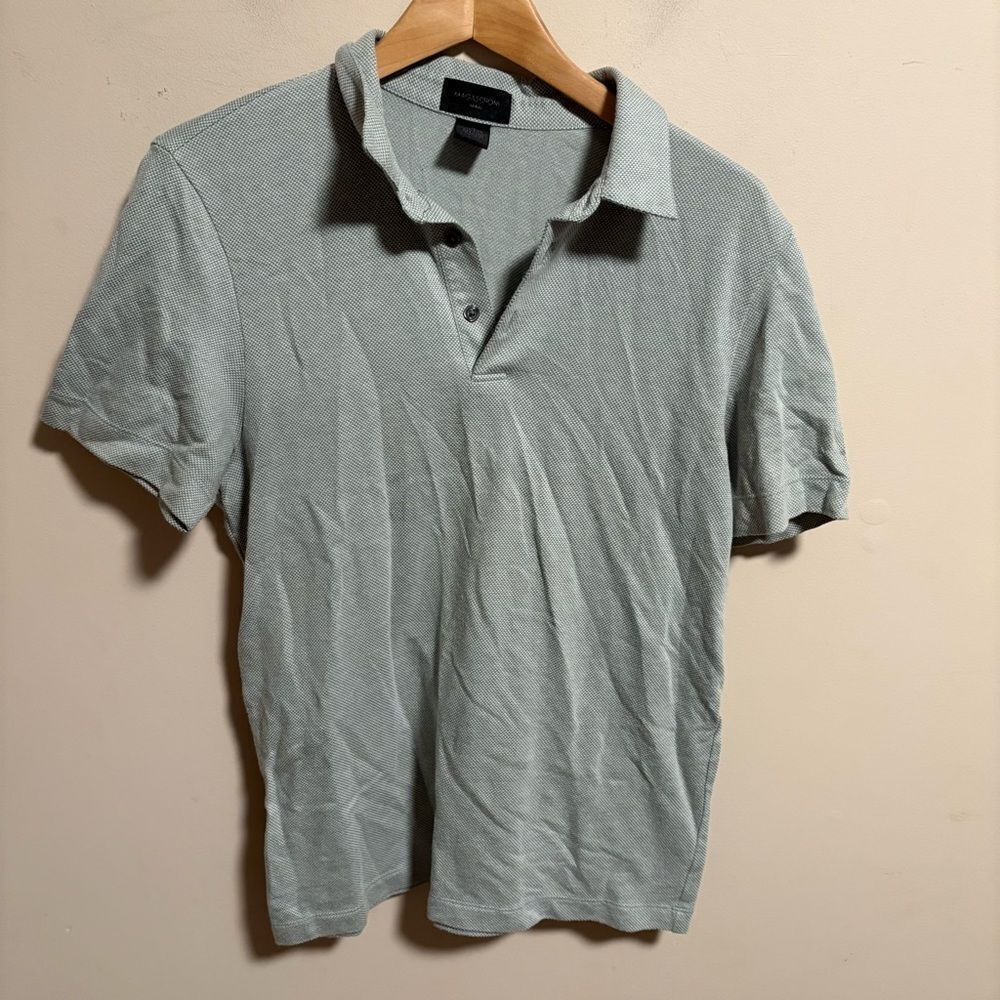 Magaschoni Man Prima Cotton Polo Blue Green- Size Medium